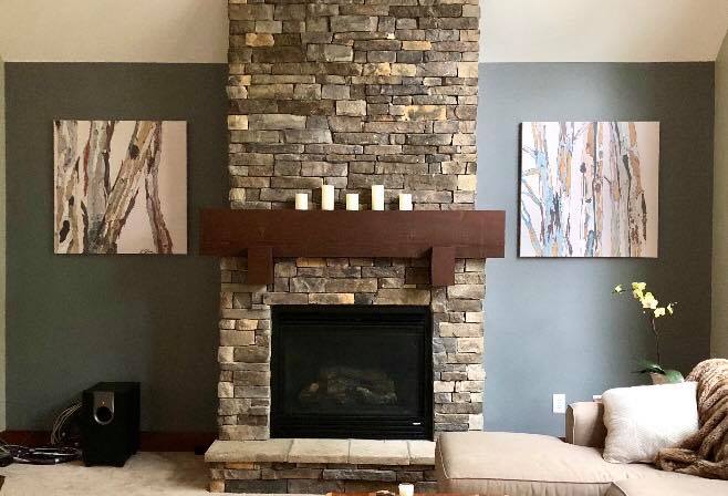 Neutral Tree Trunks Diptych — Large Two-Panel Square Canvas Wall Art