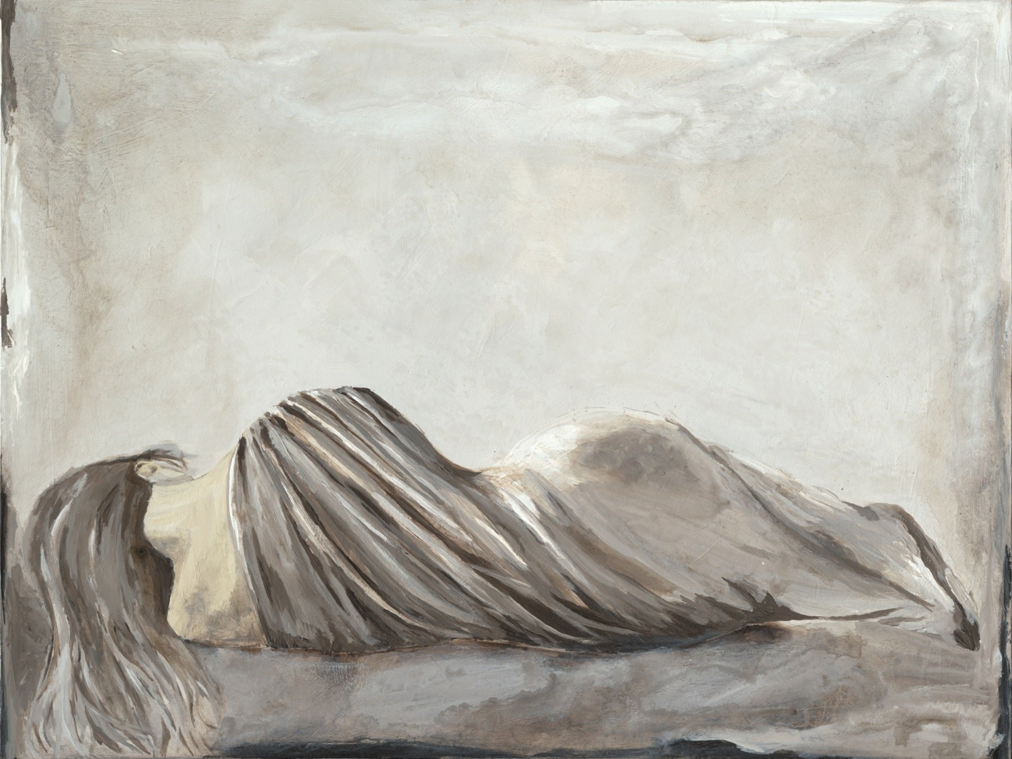 Large Original Figurative Artwork for Bedroom - Monochromatic Sensual Painting of a Woman