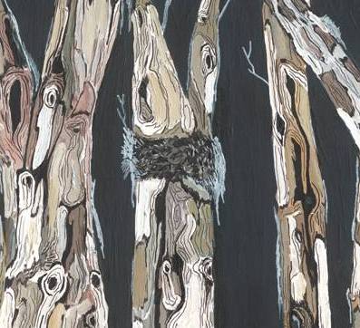 Horizontal Dark Charcoal Trees — Oversized Masculine Canvas Wall Art