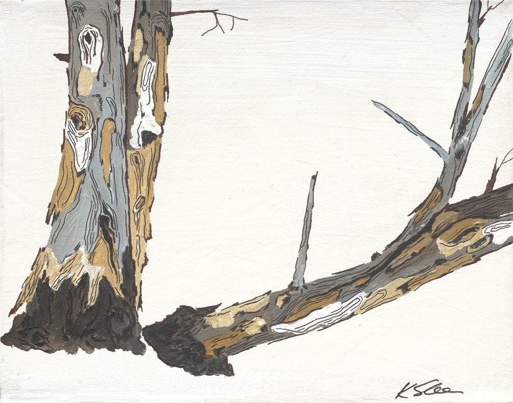 White artwork of tree trunks canvas print 22x28 soft pastels eucalyptus trees #3 of 4