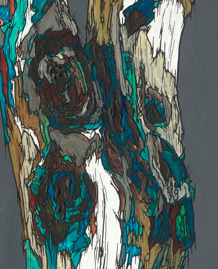 Modern Original Painting of Tree Trunks — Original Large Mixed Media Artwork