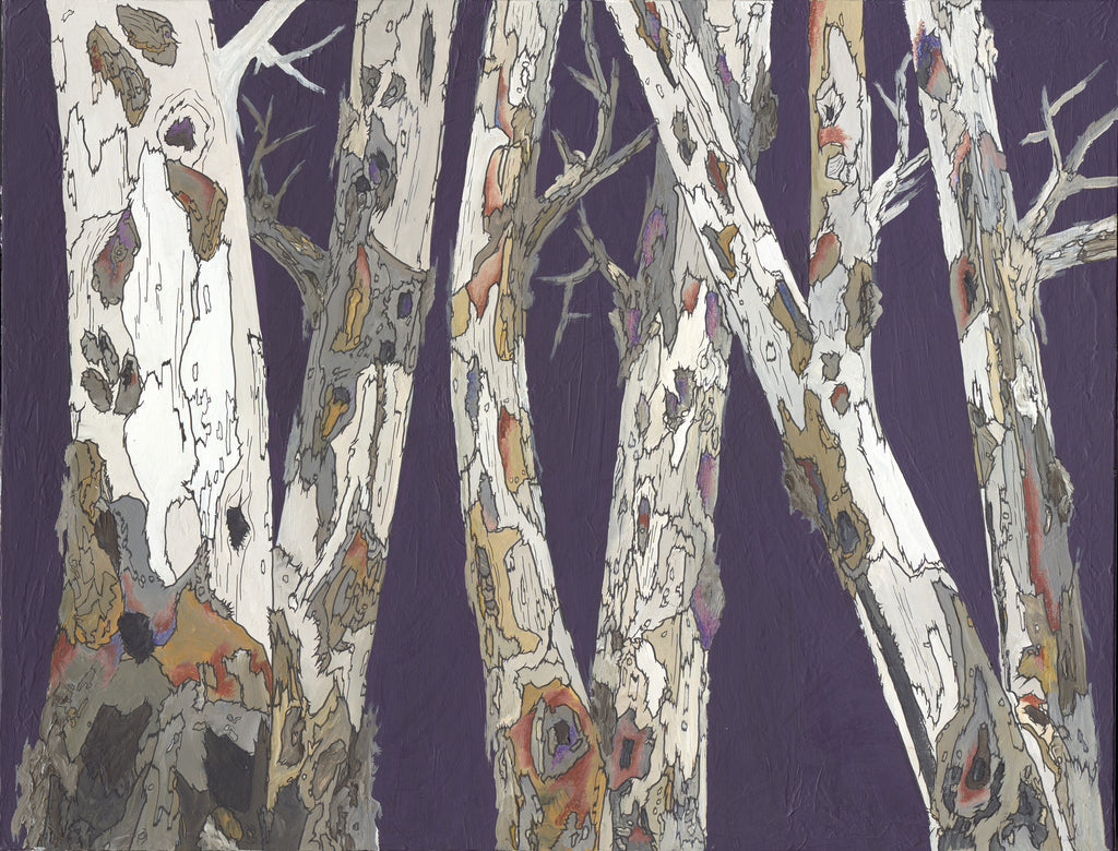 Oversized large wall art purple trees landscape masculine canvas modern artwork