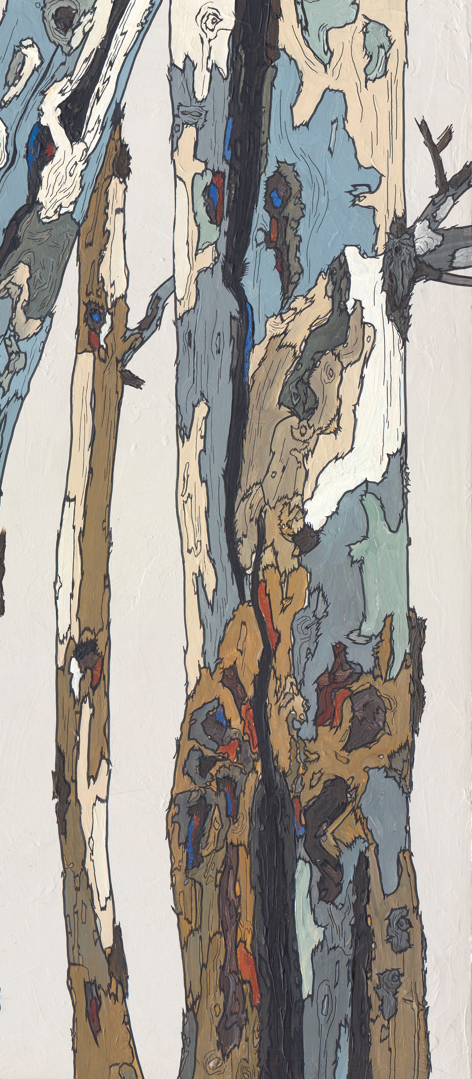Oversized Tree Triptych — Tall Vertical Art for Curved Stairways & Large Walls