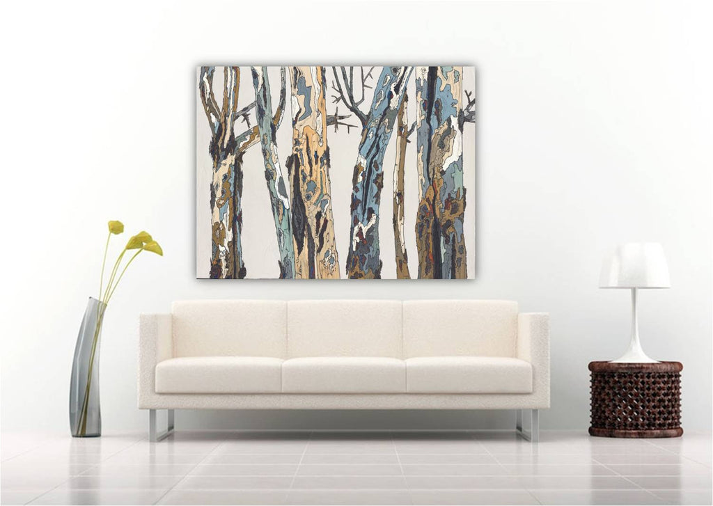 oversized wall art trees white
