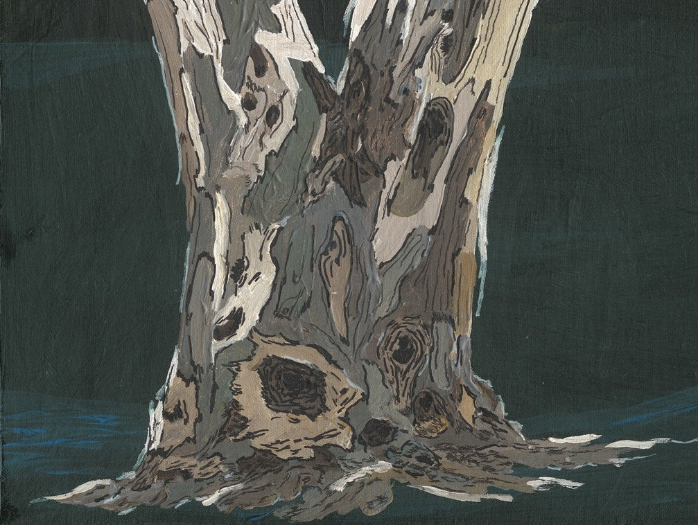Eucalyptus Tree Against Forest Green — Original Acrylic Painting