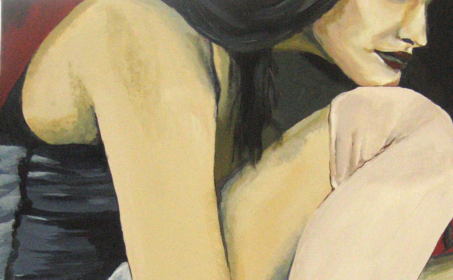 Provocative Woman in Red — Original Sensual Figurative Painting