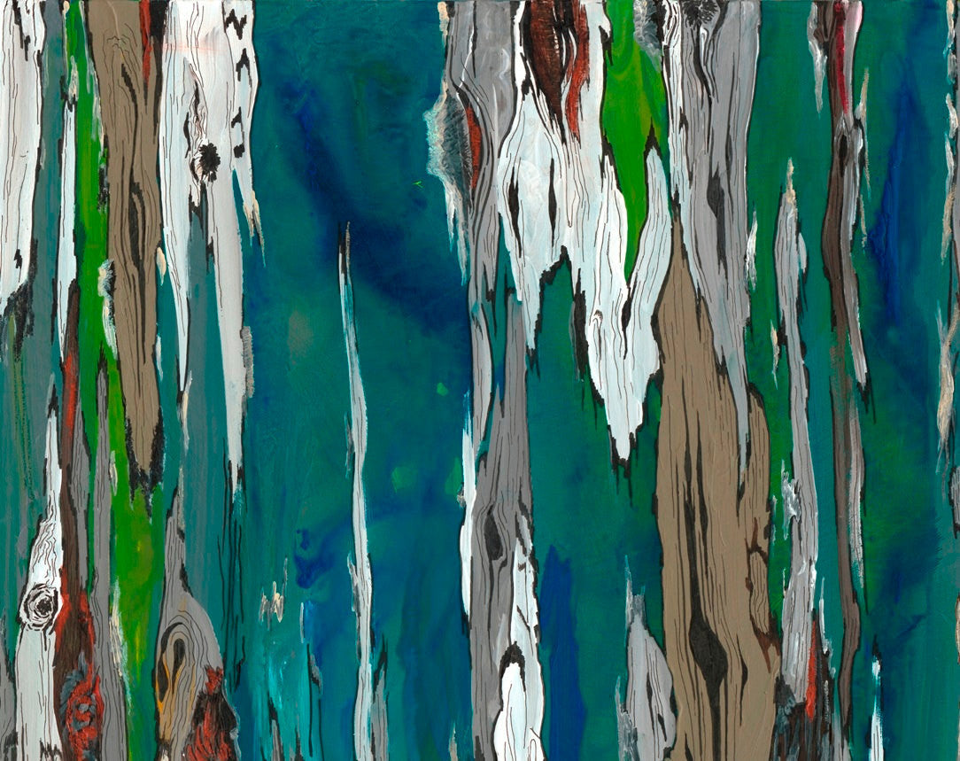 Abstract Blue Tree Landscape Artwork — Original Extra Large Painting