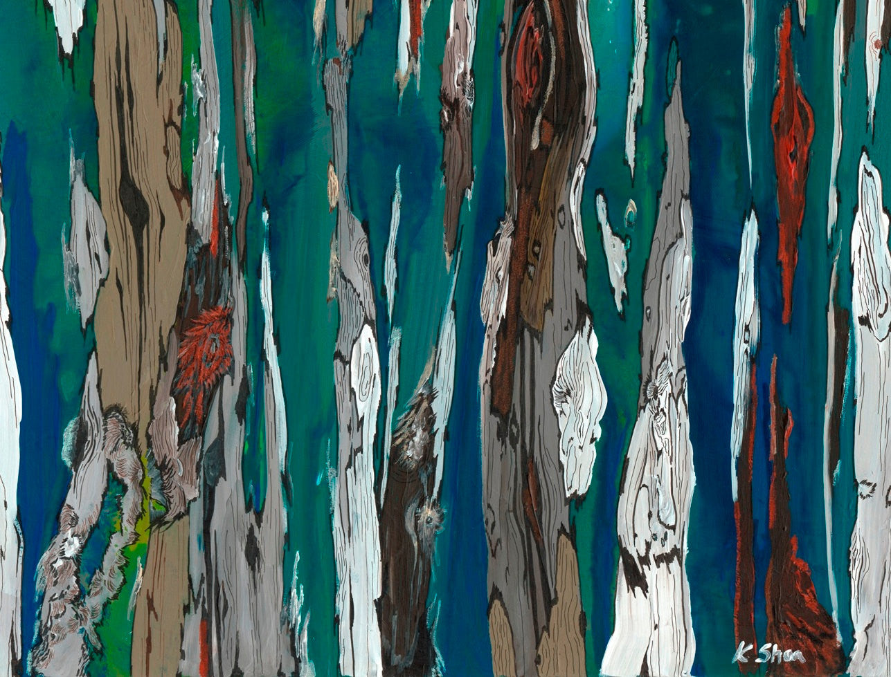Abstract Blue Tree Landscape Artwork — Original Extra Large Painting