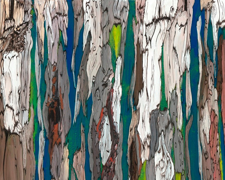 Dark Blue Abstract Tree Landscape Wall Art — Original Extra Large Masculine Painting