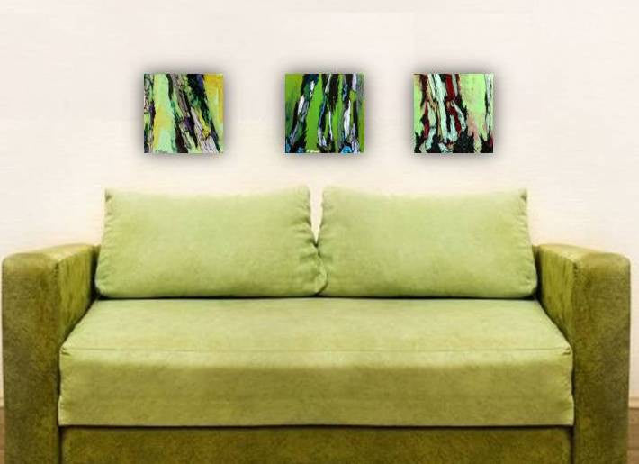 original green paintings, small cute art, gift for her, christmas gift for him, gift for art lover, painting of trees, abstract tree art, abstract green paintings, abstract artwork, colorful home decor, colorful wall decor, bedroom wall art, living room wall art, dining room wall art, office wall art, green painting of tree trunks