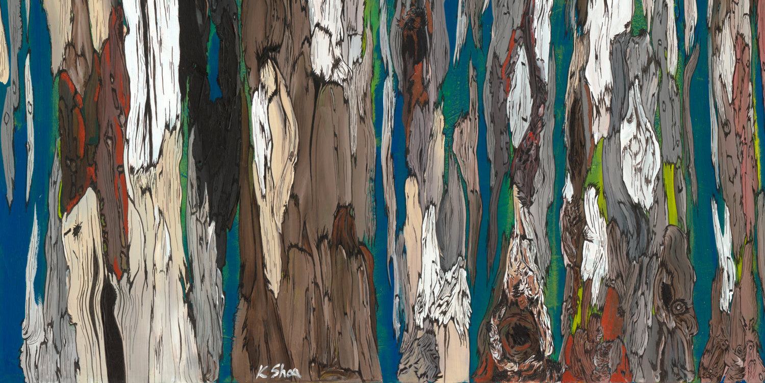 Huge Abstract Horizontal Canvas Wall Art - Blues, grays, greens, browns, white. For large modern and contemporary spaces