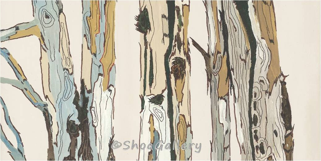 Canvas Artwork for Fireplace, Bureau & Mantel in Modern, Contemporary, MCM homes and offices. Tree Trunks Landscape