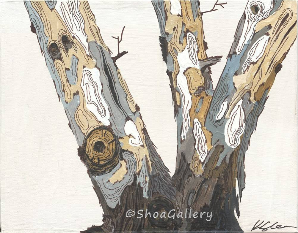 Minimalist White Tree Trunks — Set of Four Canvas Panels for Large Walls
