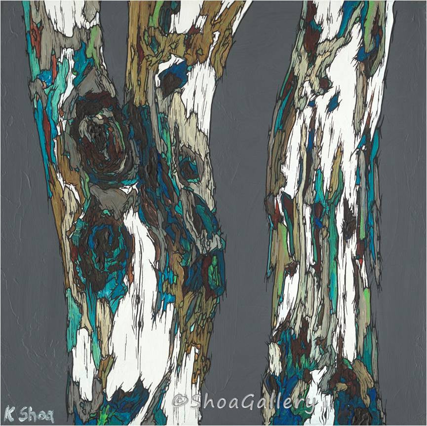 Oversized Square Canvas Wall Art of Trees - Extra Large Dramatic Masculine Artwork in Gray Green White