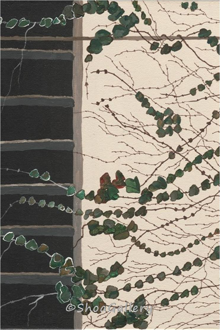Vines on Wall & Black Gates Triptych — Oversized Botanical Canvas Wall Art