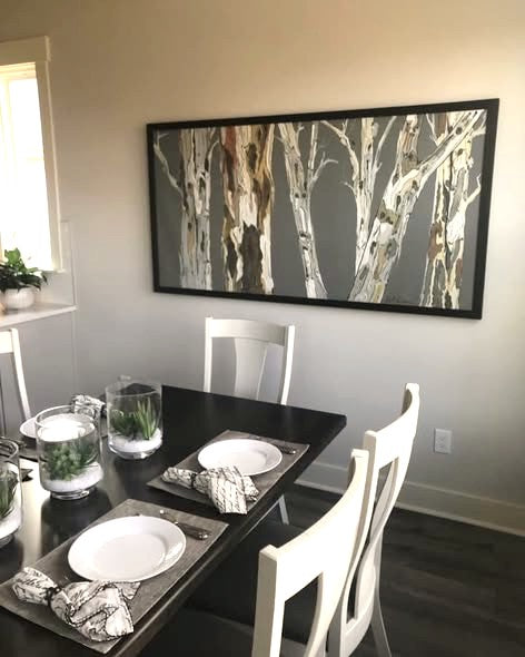 Tree Trunks in White & Brown on Gray — Extra Wide Horizontal Canvas Wall Art