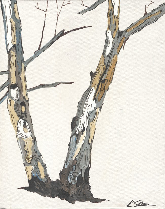 Minimalist White Tree Trunks — Set of Four Canvas Panels for Large Walls