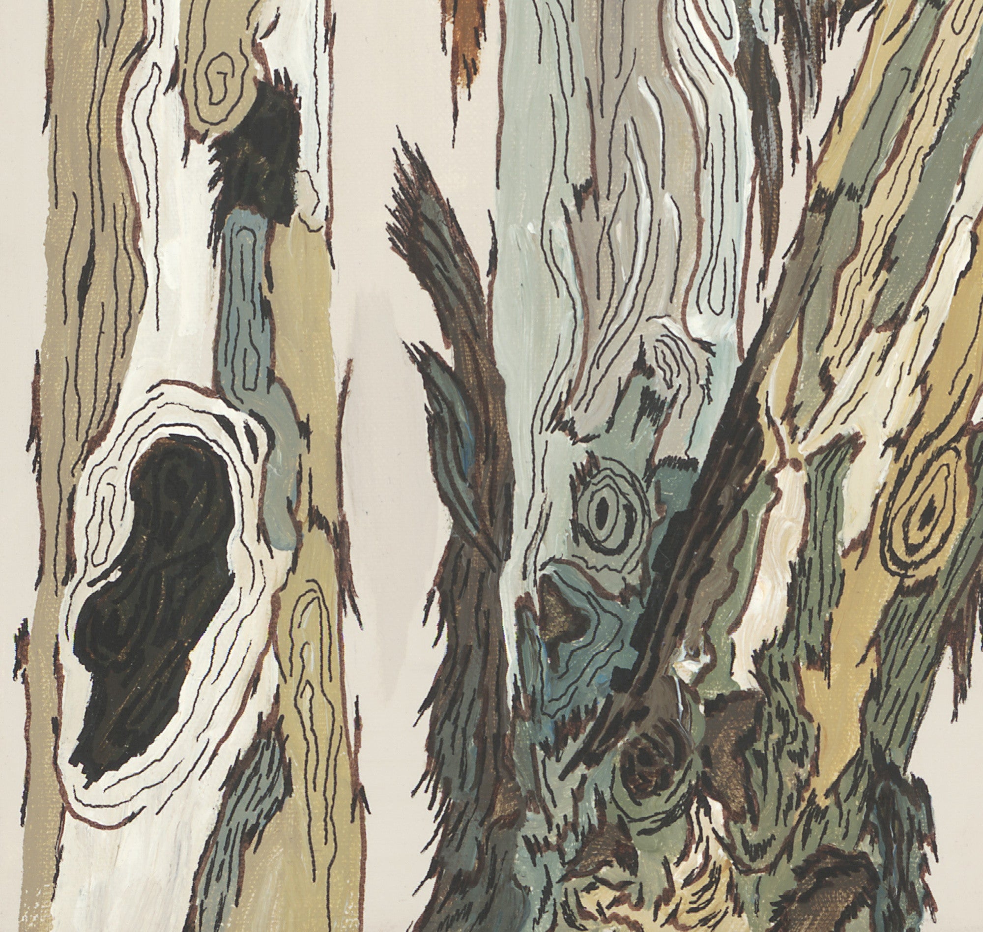Very Long Artwork of Tree Trunks — Tall Narrow Vertical Canvas Wall Art