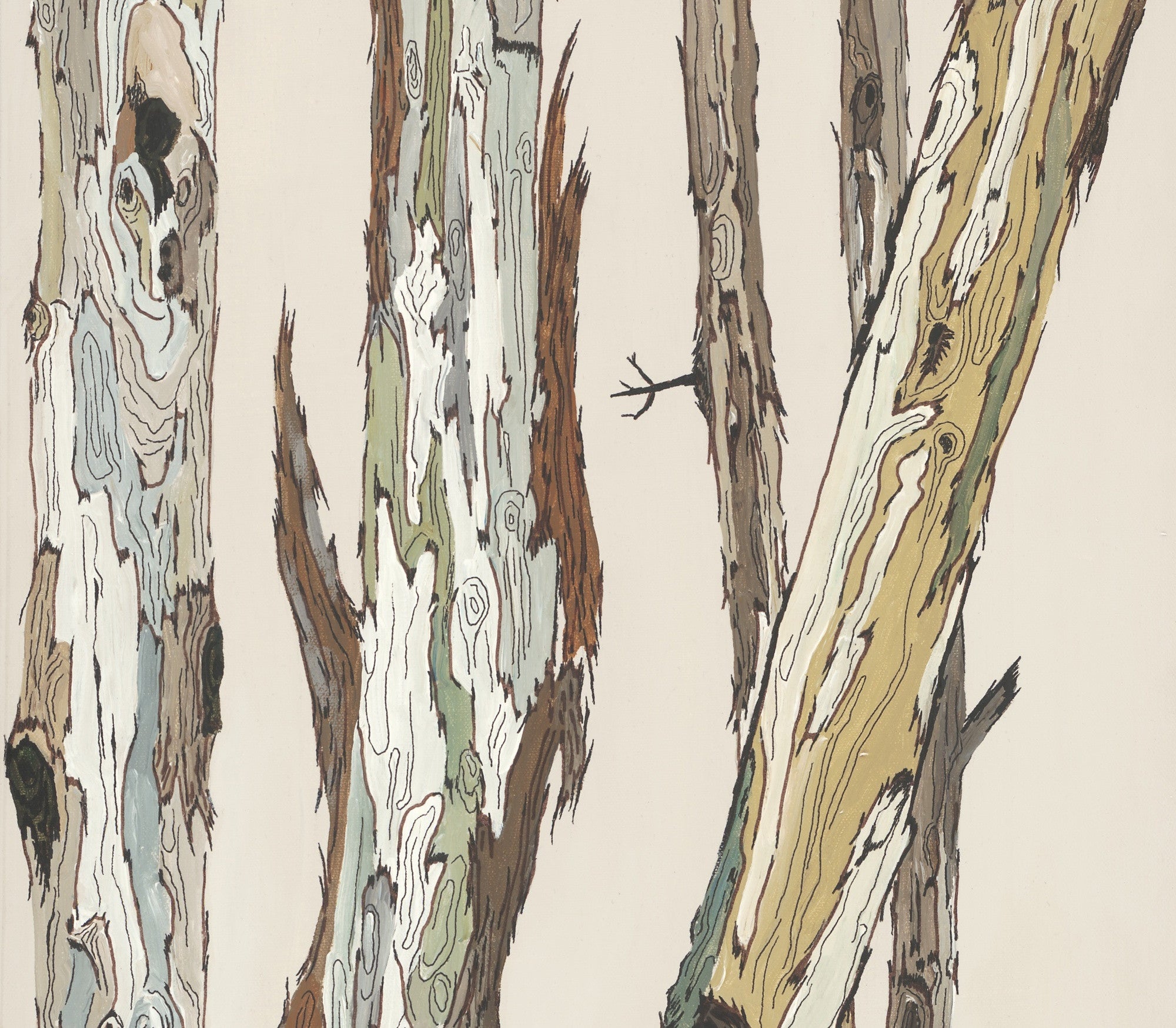 Tree Trunks in Neutral Colors — Oversized Vertical Canvas Wall Art