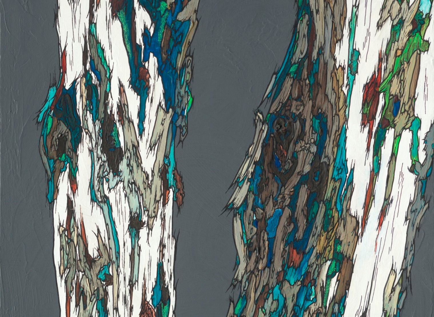 Bold Masculine Original Tree Trunk Artwork — Large Modern Painting