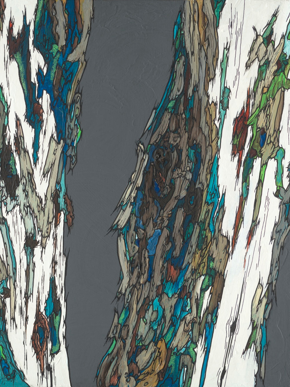 Bold Masculine Original Tree Trunk Artwork — Large Modern Painting