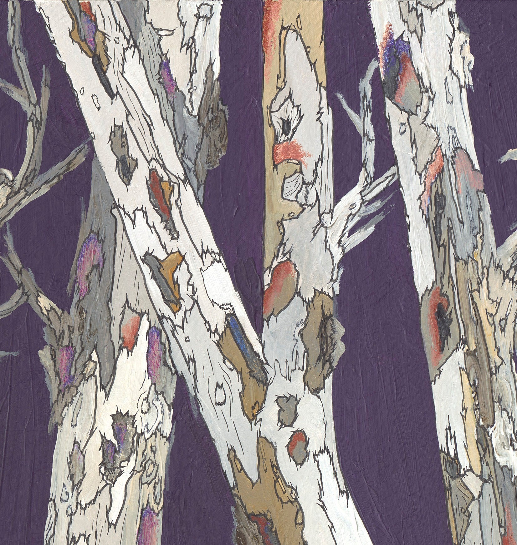 Purple Birch Trees — Oversized Masculine Horizontal Canvas Wall Art
