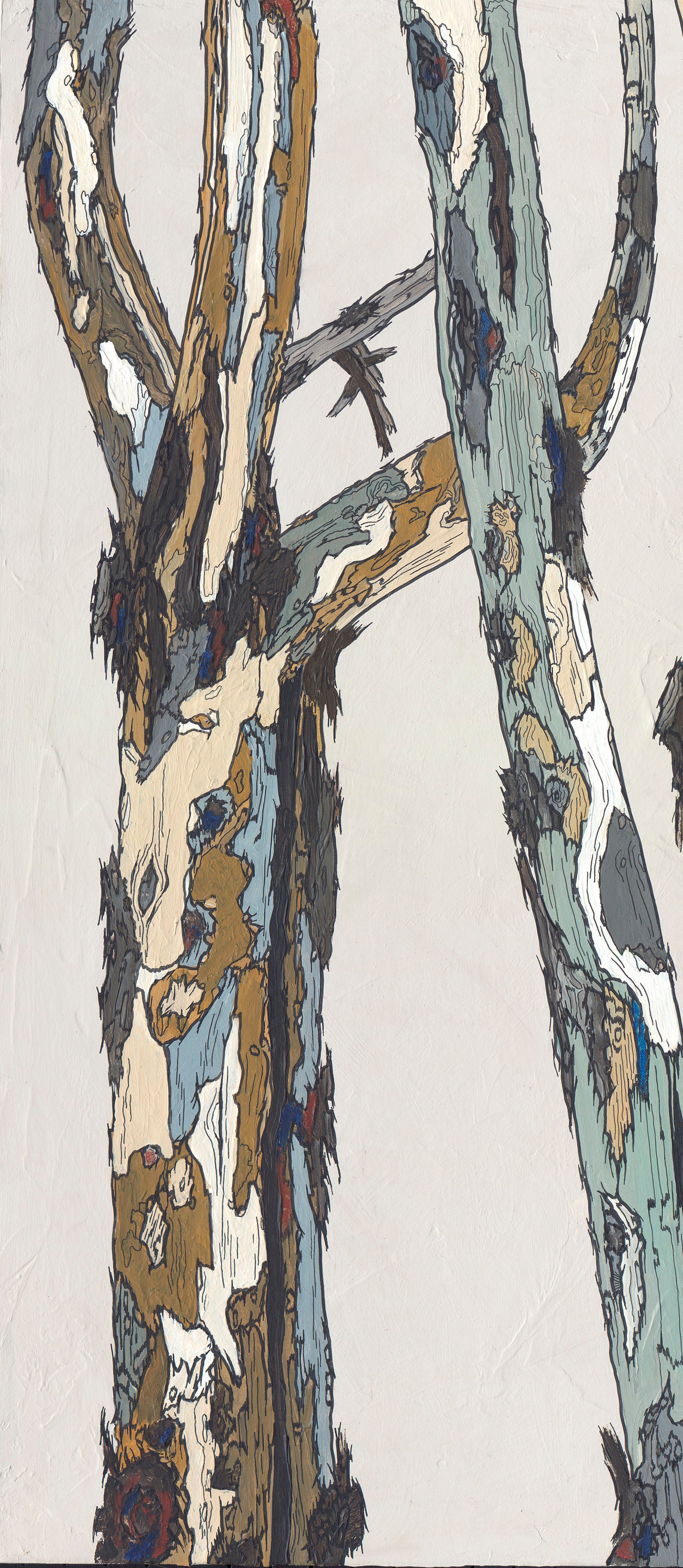 Oversized Tree Triptych — Tall Vertical Art for Curved Stairways & Large Walls