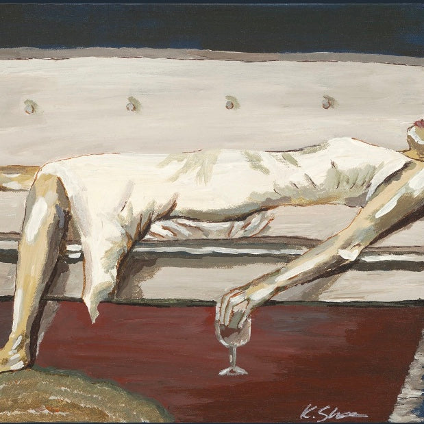 Couple Relaxing with Wine — Oversized Figurative Canvas Wall Art