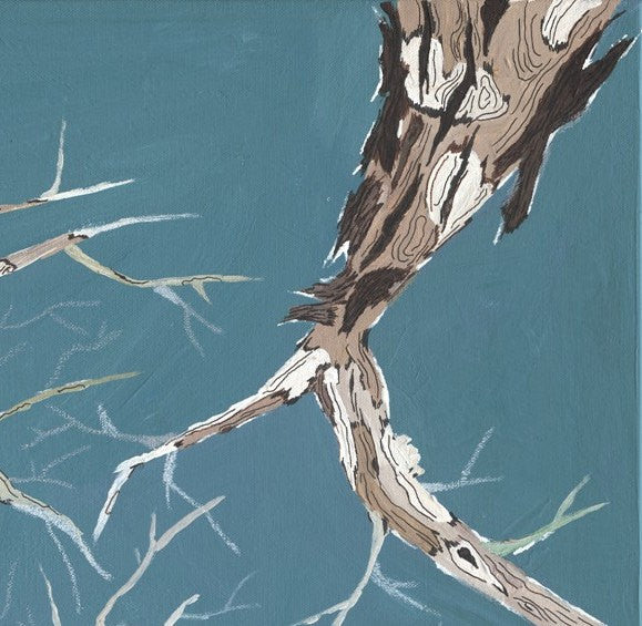 Sky Blue Tree Canopy Wall Art — Original Torquoise Painting for Bedroom & Nursery