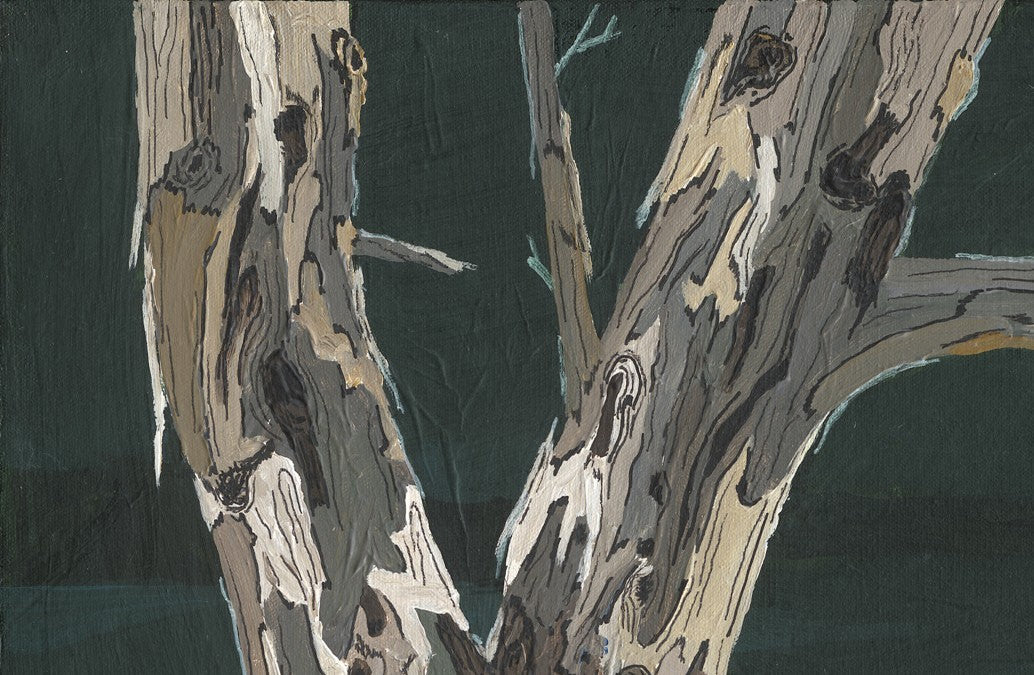 Eucalyptus Tree Against Forest Green — Original Acrylic Painting