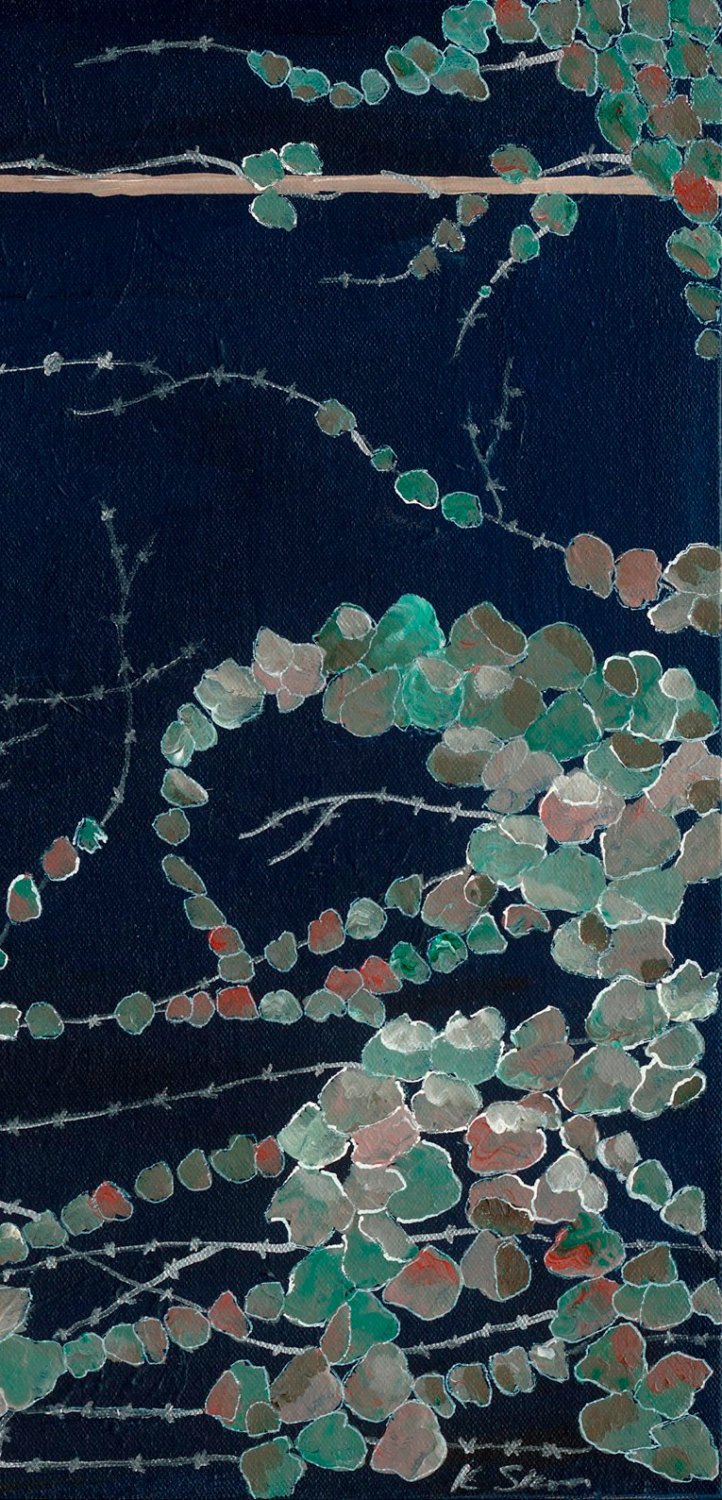 Blue Botanical Vines — Large Asian-Inspired Square Canvas Wall Art