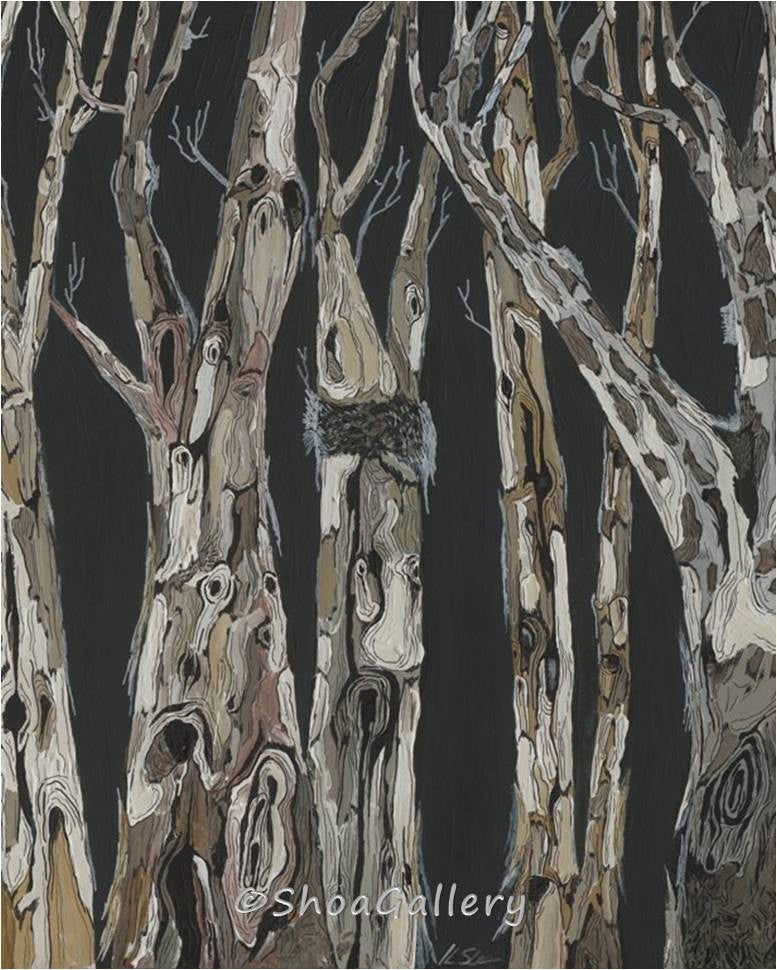 Oversized Tree Landscape Artwork in Dark Charcoal — masculine decor for modern, contemporary homes and offices