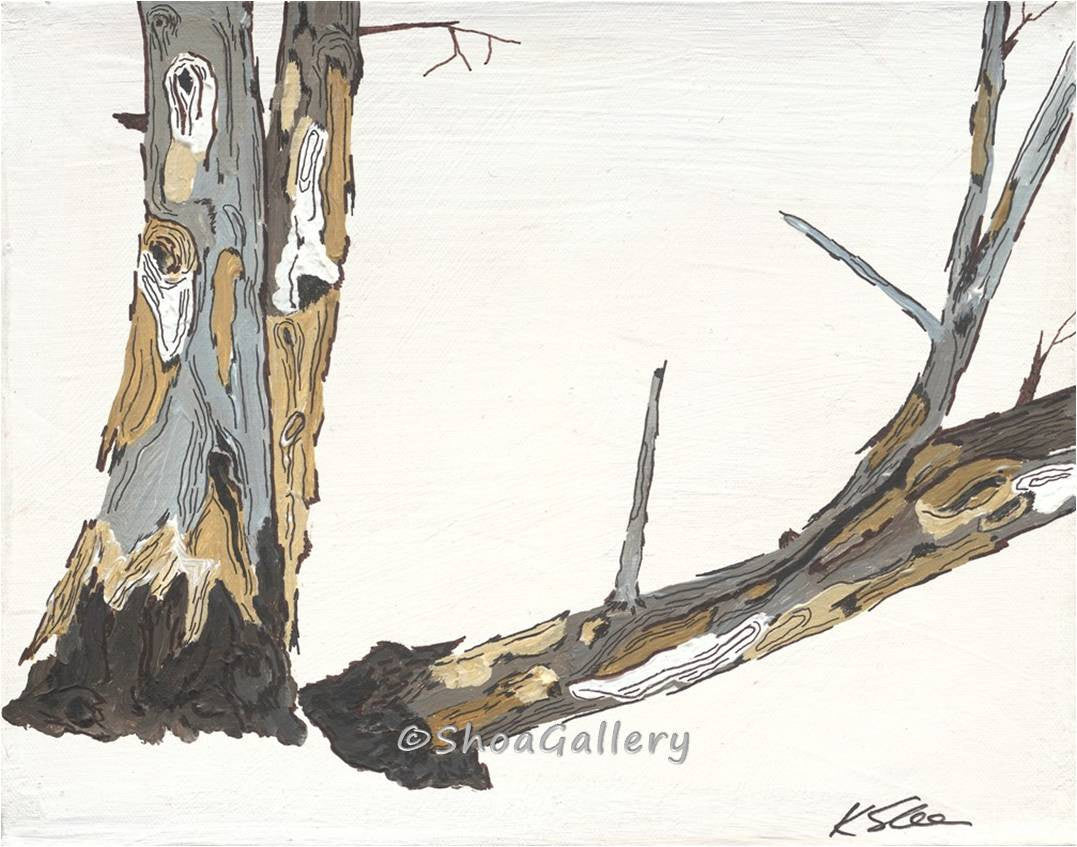 Minimalist White Tree Trunks — Set of Four Canvas Panels for Large Walls