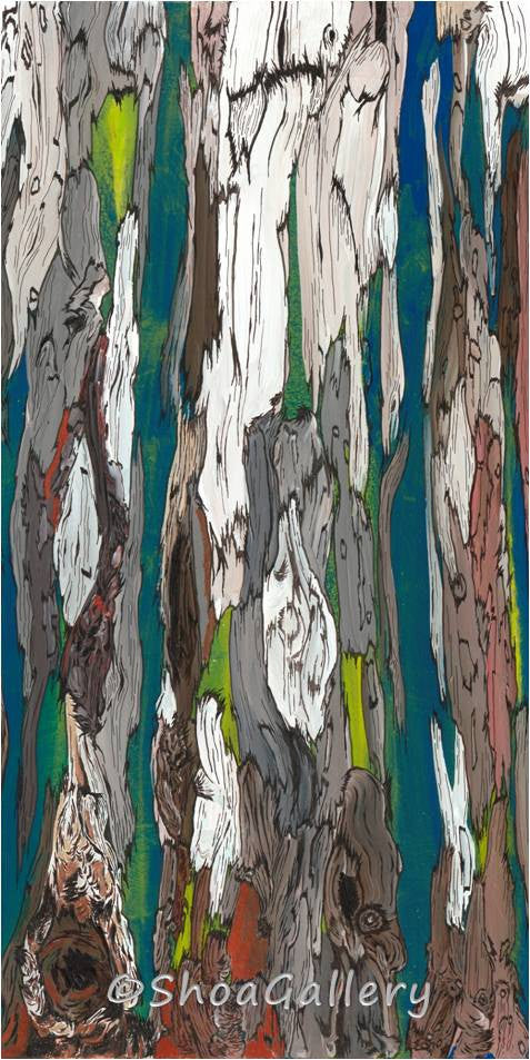 Huge Abstract Vertical Tree Trunks Diptych — Oversized Masculine Canvas Wall Art