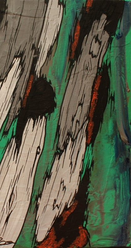  Modern gray green original painting detail