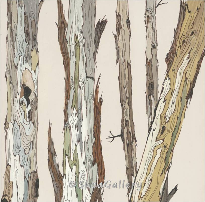 Extra Large Tree Trunks Triptych — Square Three-Panel Canvas Wall Art