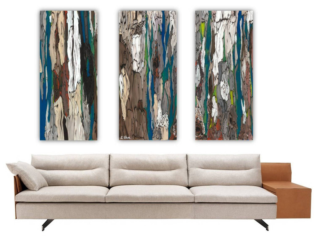 oversized long triptych abstract wall art