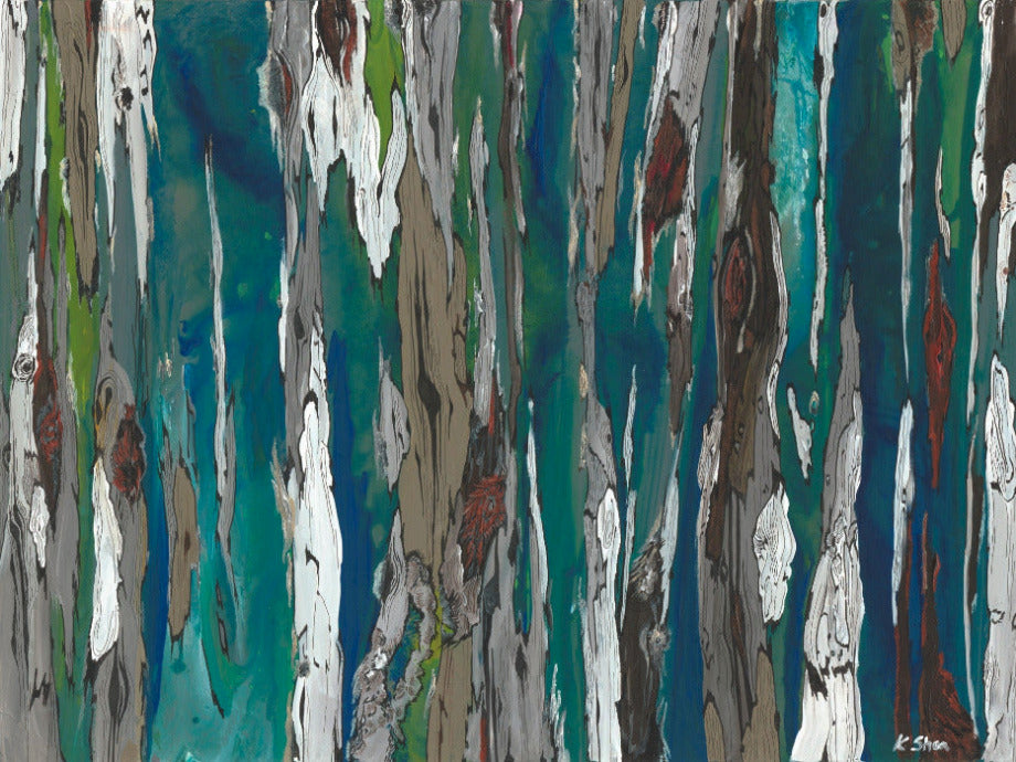 Original large abstract painting in deep shades of turquoise, blue, cobalt, mint green for modern, contemporary, and MCM spaces.