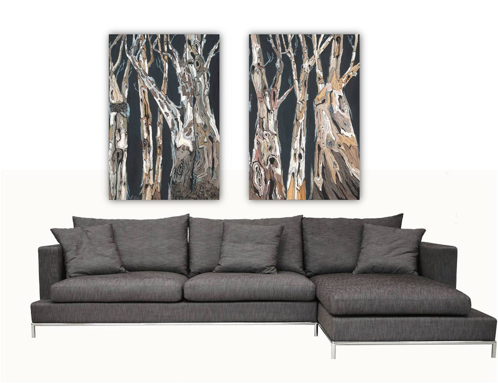 Oversized wall art diptych extra large modern artwork masculine black and white canvas giclee print